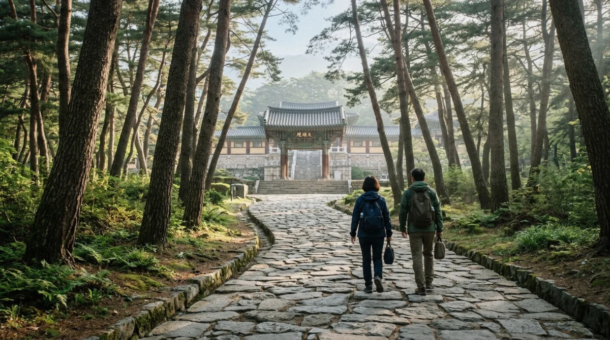 Morning light over Bulguksa Temple's stone terraces on a one day in gyeongju itinerary, South Korea
